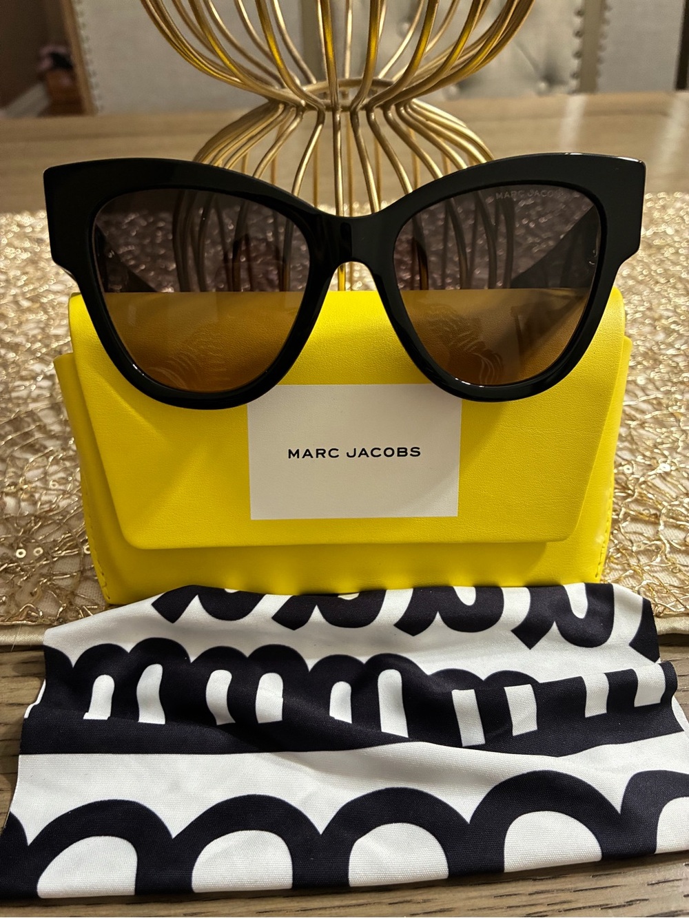 Marc Jacobs Black Cat-Eye Sunglasses with Brown Lenses